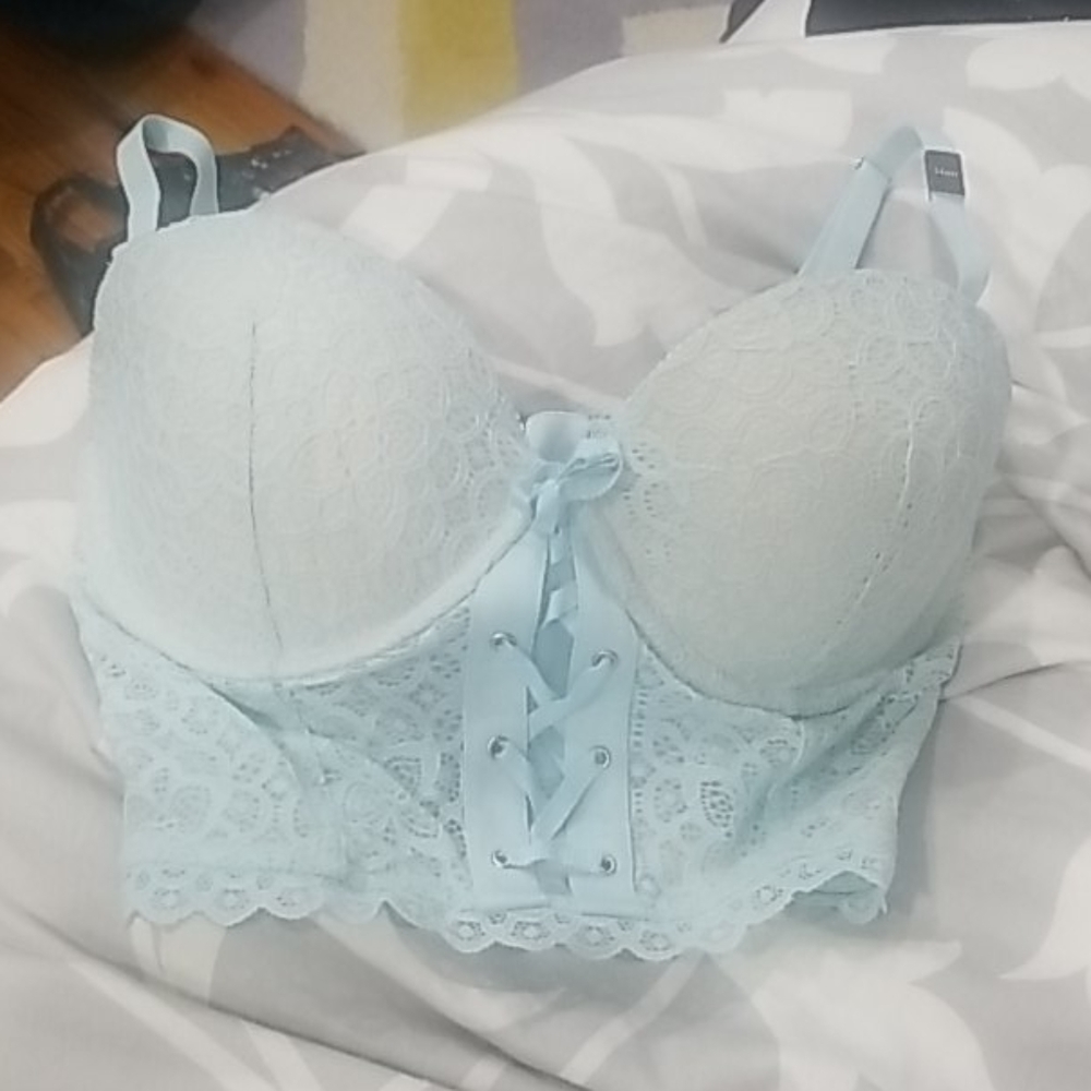 Victoria'S Secret Corset Bra 34DD Light Blue NWT (Sister Size: 36C & 36D)